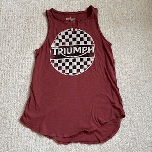 Lucky Brand Maroon Graphic Tank with White Checker Logo